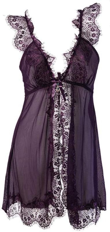 Lingerie Nightwear Lace Nightdress with Split Eyelashes in Sexy Lingerie